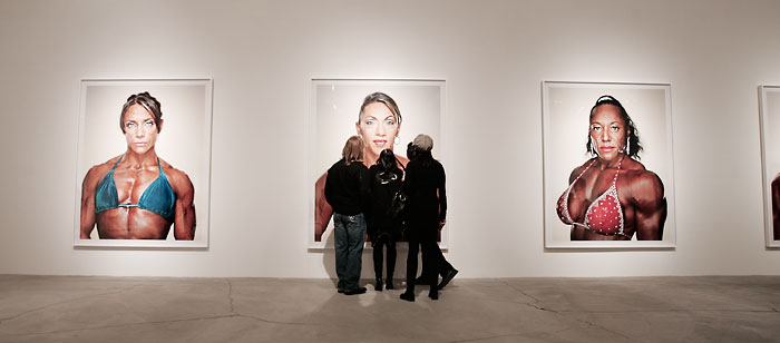 viewers at the Martin Schoeller Female Bodybuilders opening