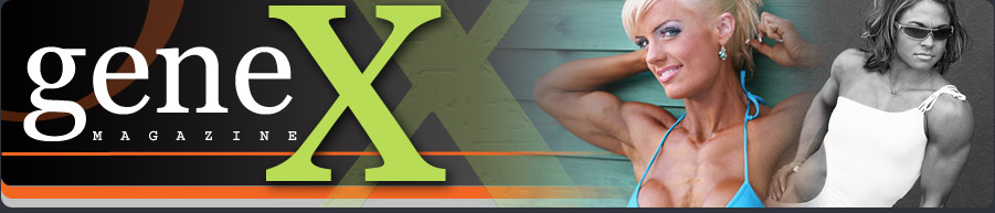 GeneX Magazine female muscle, flexing, her biceps, arm wrestling, photos, video clips, Anne Luise Freitas